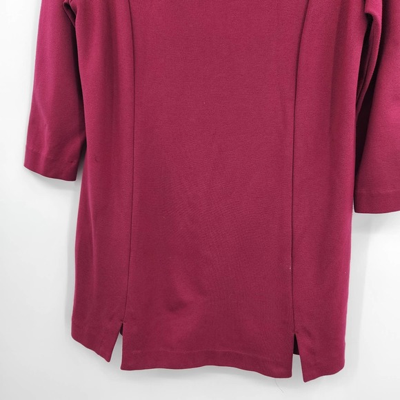 J.Jill Ponte Womens Tunic Top Small Petite Burgundy - Picture 3 of 6